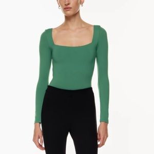 Aritzia Babaton Square Neck Long Sleeve Bodysuit - Forest Green